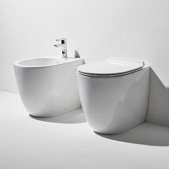 Чаша унитаза приставная Simas VI 01 bia цвет белый без сиденья безободковая душевой смыв